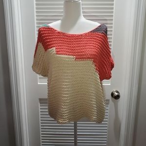 Anthropologie Cream Coral crocheted top Sir Sir by Correll Correll